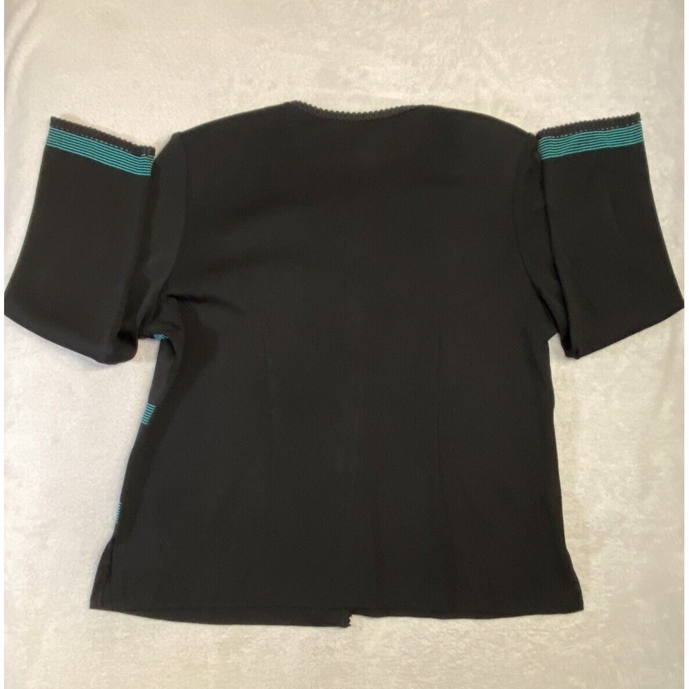 Exclusively Misook Cardigan Sweater Large Black Striped Long Sleeve‎ Buttons - Picture 10 of 12